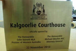 Government of Western Australia, Kalgoorlie Courthouse Plaque